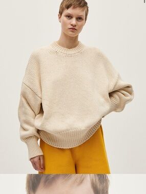Babaa Cream Oversized Crewneck Sweater
